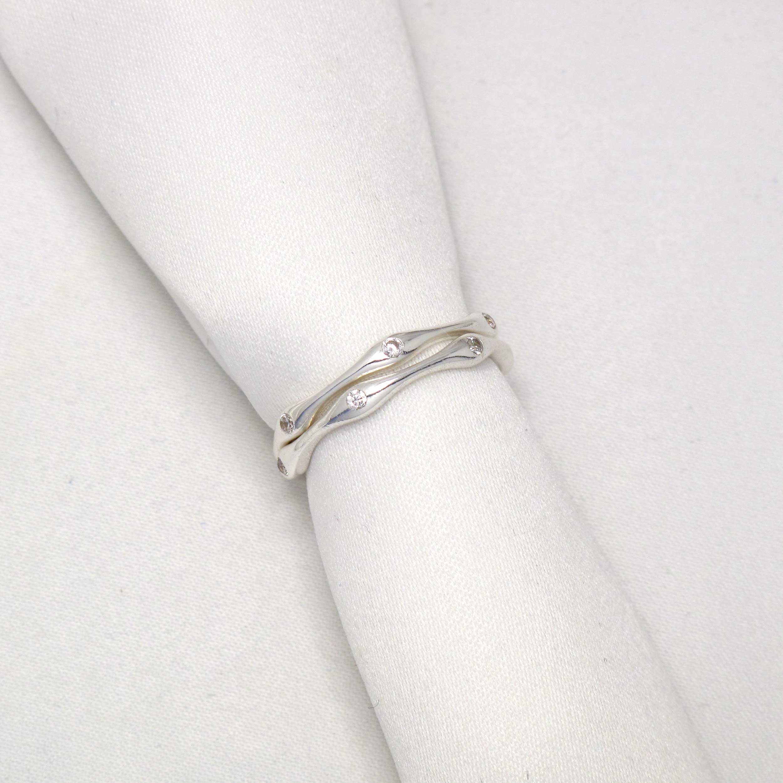 Stack Zirconia Ring Silver Double